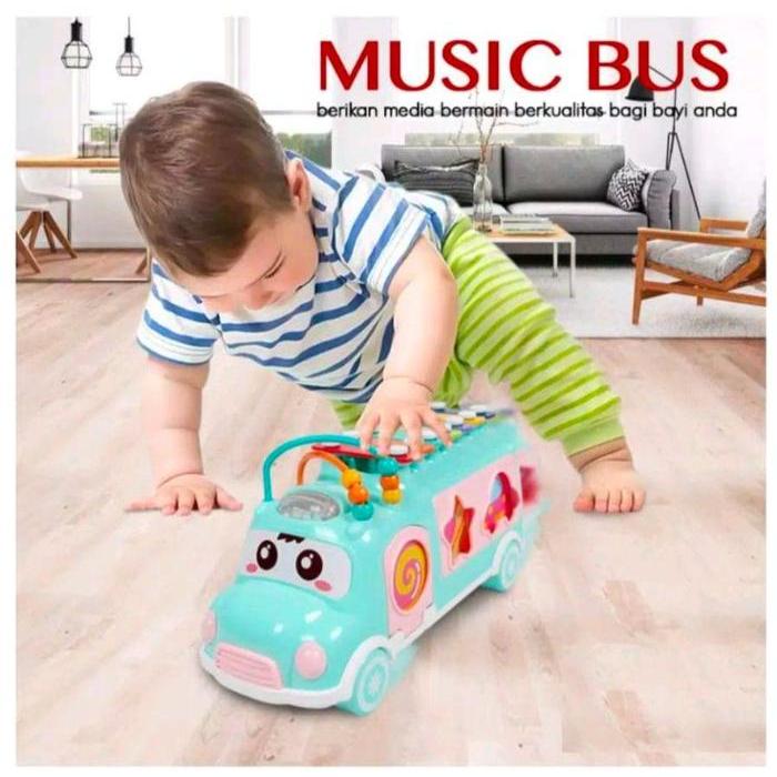 MAINAN EDUKASI ANAK MOBIL BUS XYLOPHONE / MOBIL XYLOPHONE MUSIK / MAINAN BUS XYLOHPHONE