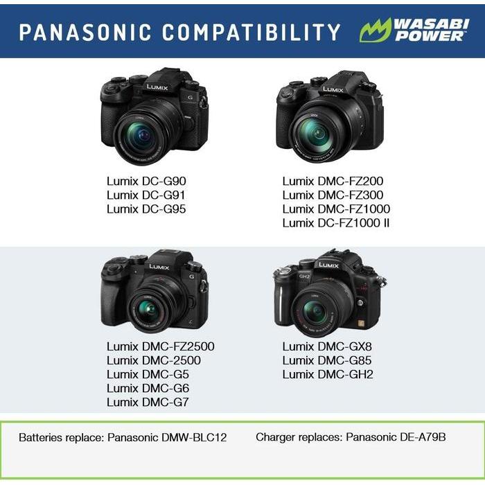 Wasabi Power Battery & Charger for Panasonic DMW-BLC12 DMW-BLC12E DMW BLC12E BLC12 Lumix DMC DC G5