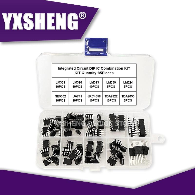 85PCS/Set Integrated Circuit DIP IC JRC4558 LM358 LM386 LM324 LM393 LM339 NE5532 UA741 TDA2030