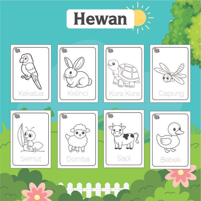 (50pcs) gambar mewarnai anak kertas mewarnai gambar kartun gambar sketsa gambar hewan gambar buah