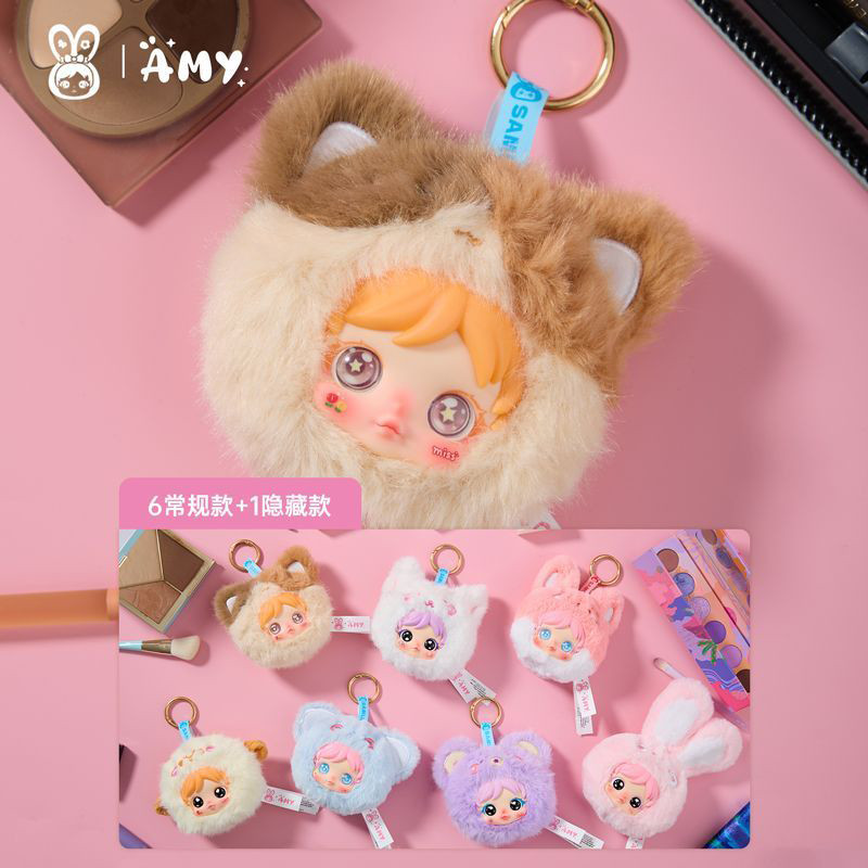 Aimi Amy Small Makeup Mirror Series Plush Blind Box Vinyl Fashion Kawaii Portable Mini Mirror