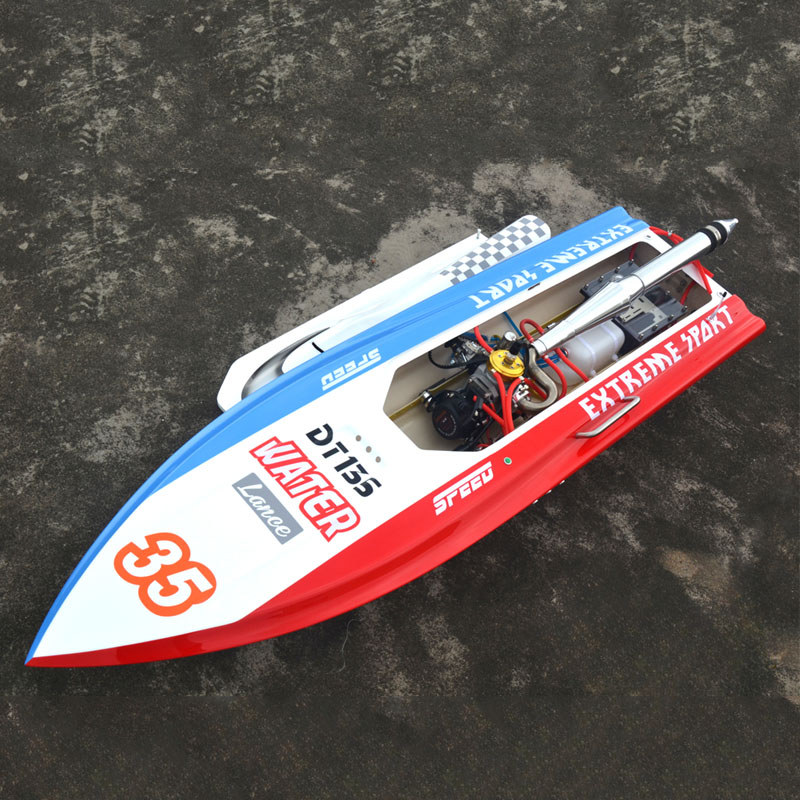 RC Speedboat Model Remote Control Gasoline Racing Boat Model Toy Gift 1475mm Fiberglass Boat 30CC