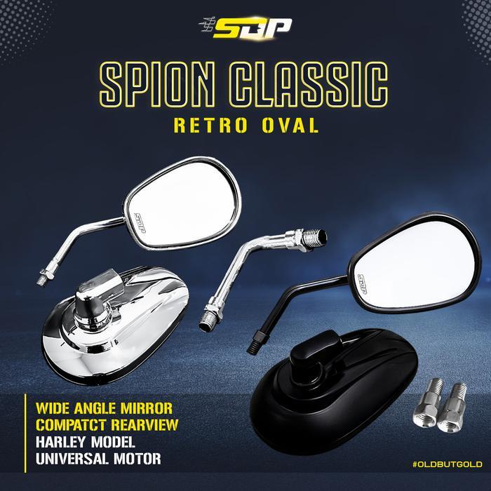 Spion Harley Davidson Model SDP Part Tangkai Tebal Anti Goyang Hitam Chrome PNP Honda
