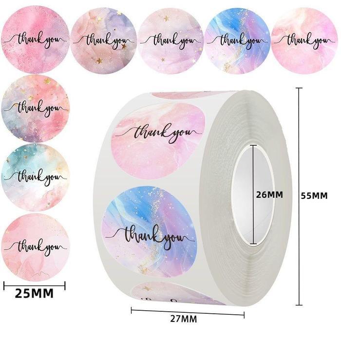 Sticker Thank You Bulat 1 Roll / 1 Roll Stiker Thank You / 500 PCS Stiker Thank You - GG0251