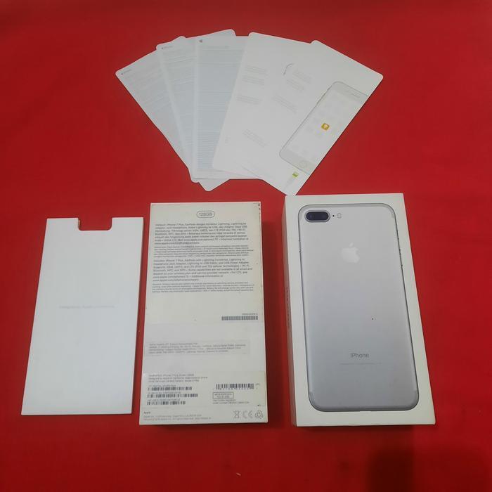 DUS BOX IPHONE 7 PLUS ORIGINAL COPOTAN IBOX LENGKAP MANUAL BOOK WARNA SILVER