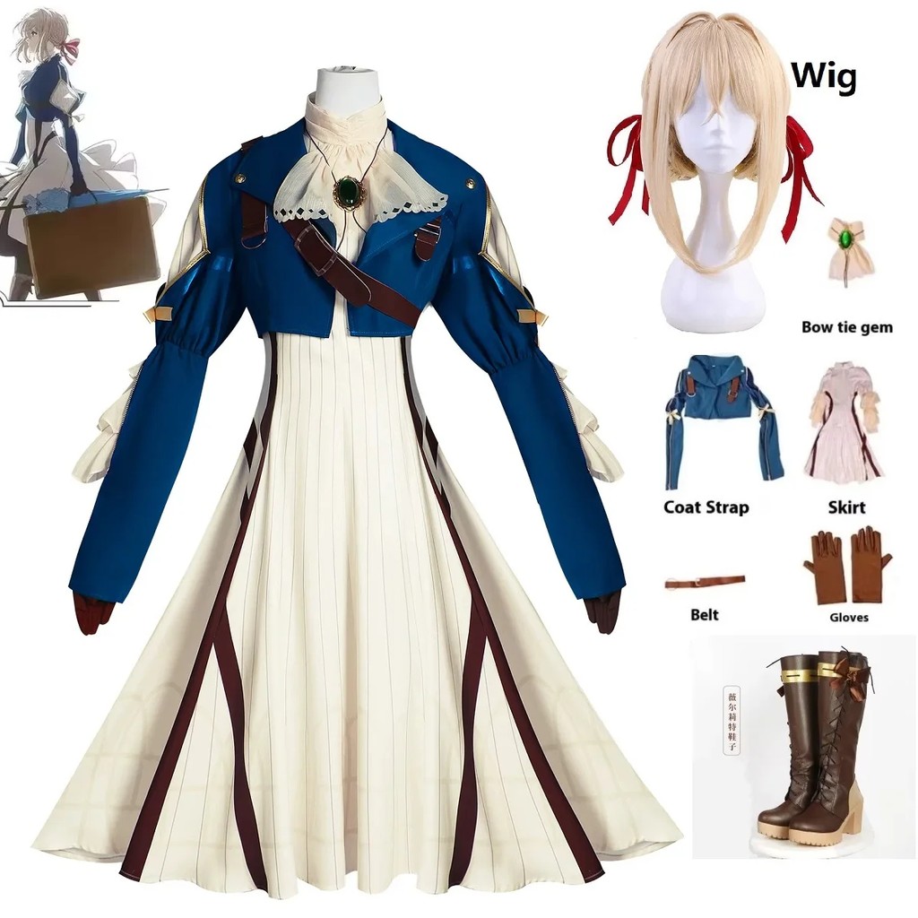 Anime Violet Evergarden Cosplay Costume Wig Stage Performance Costume Uniform For Women Halloween