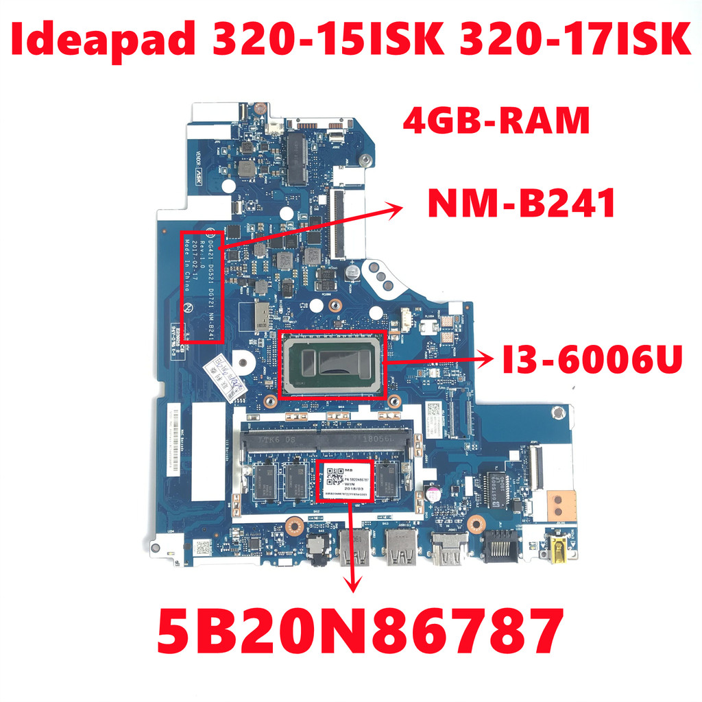 5B20N86787 For Lenovo Ideapad 320-15ISK 320-17ISK Laptop Motherboard DG421 DG521 DG721 NM-B241 With