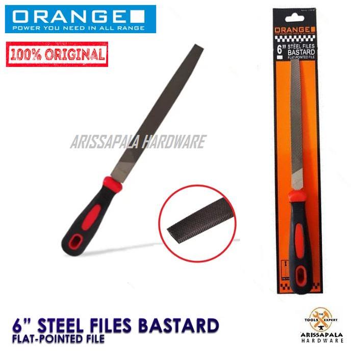 ORANGE Kikir Besi Flat Files 6 Inch Kikir Parut Kikir HPL Alumunium Plat Rata Datar