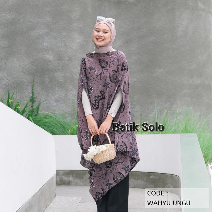 Sarimbit Kaftan WAHYU UNGU / Couple dress batik kaftan Asimetris / baju couple kondangan Original