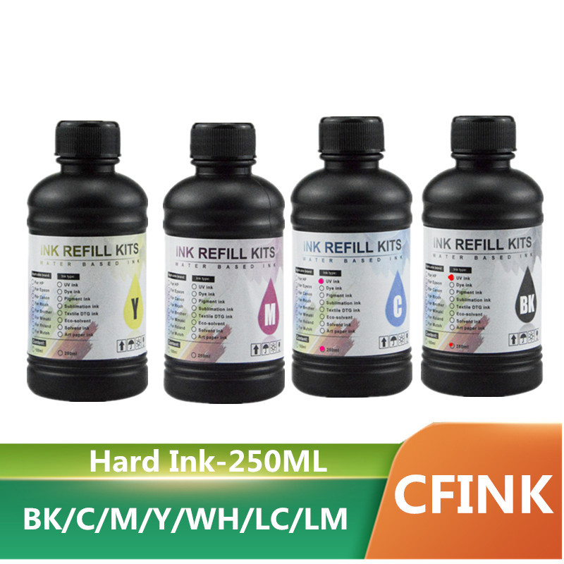 250Ml/ Hard Ink Cmyk White Led Ink For Dx5 Dx7 Xp600 Tx800 Printhead I3200 I1600 R1900 R2000 Rl800