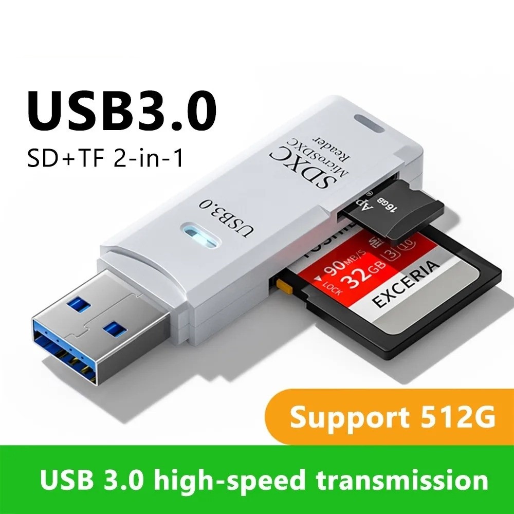 2 In 1 Usb 3.0 /Usb 2.0 Card Reader Sd Tf Card Memory Card Reader High Speed Smart Card Reader