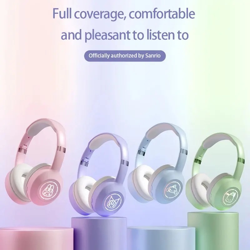 MINISO Kuromi Bluetooth Headphone Wireless Headsets Anime Cartoon Stereo Cinnamoroll Headset