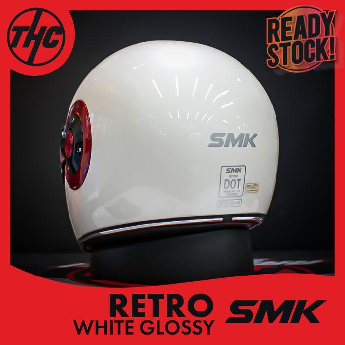 HELM SMK RETRO WHITE GLOSSY FULL FACE HELMET SMK