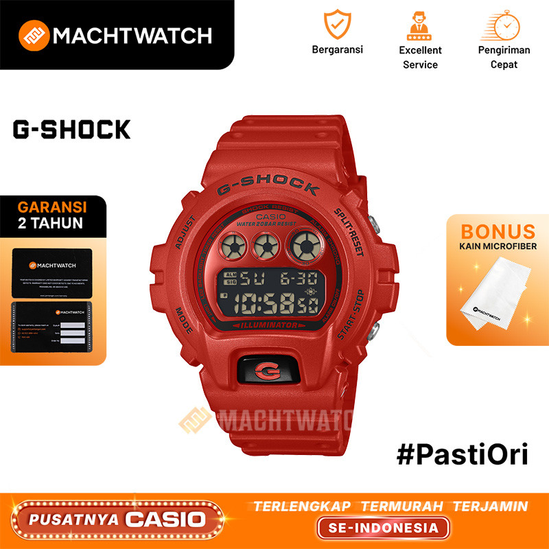 Jam Tangan Pria Casio G-Shock DW-6900RRB-4JF DW-6900RRB DW6900RRB Iconic Red Series Digital Dial Red