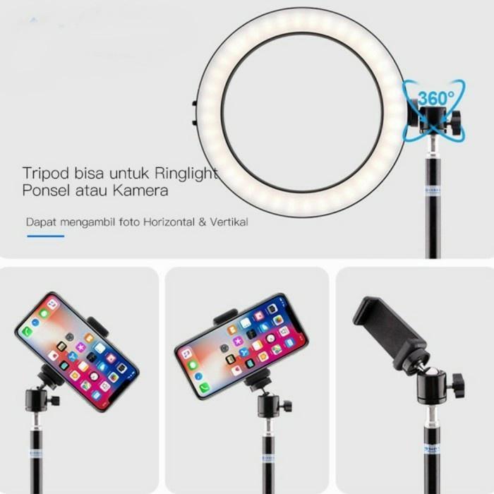 Tri Hp Stand Ringlight 2M Smartphone With Ballhead Holder U Lighstand Kaki 3