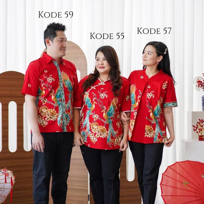 [ Fng ] Batik Imlek 2026 Feng Katun Stretch Premium Jumbo Bigsize Couple Dress Kemeja Cheongsam