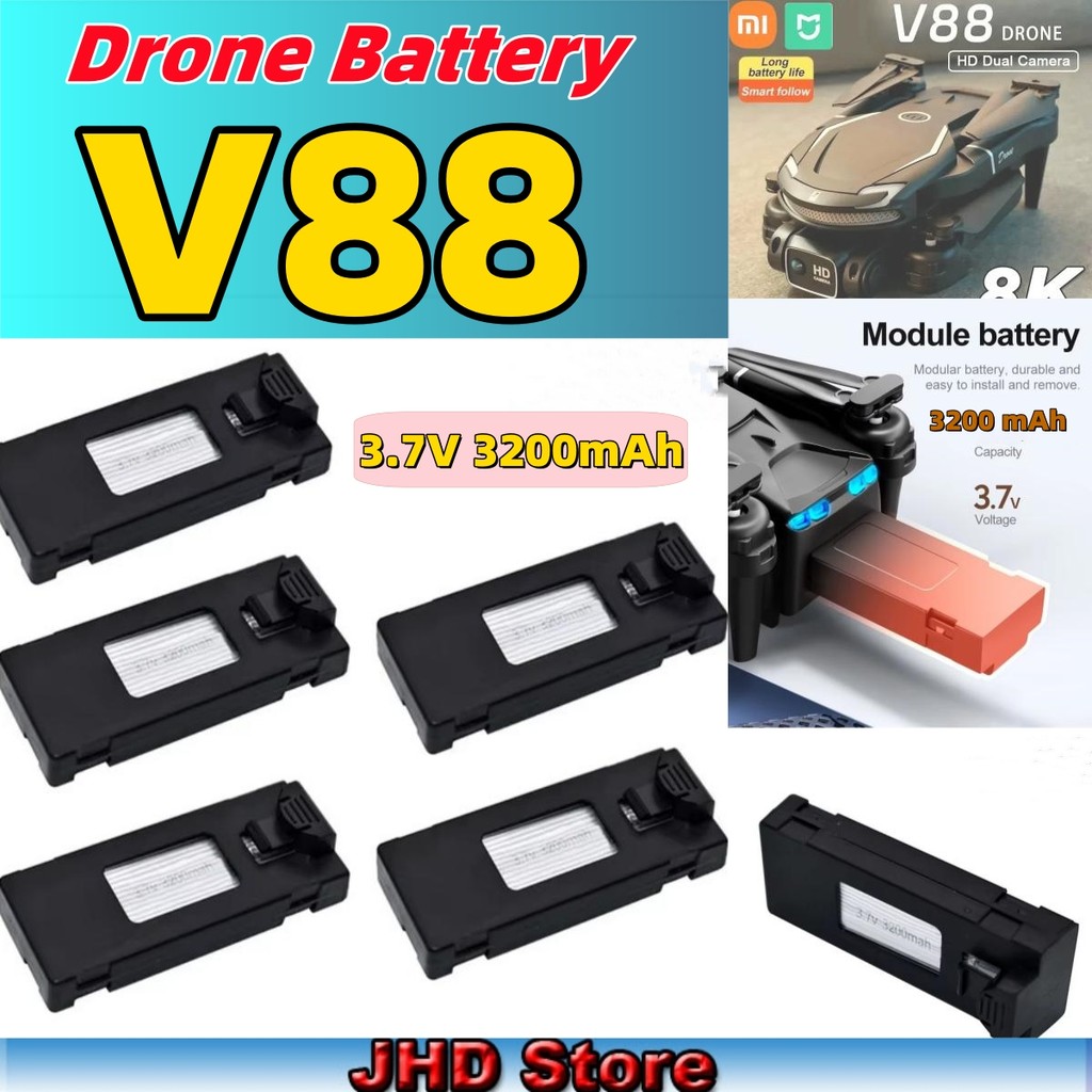 Jhd Original V88 Drone 8K Professional Hd Battery 3.7V 3200Mah For V88 Drone Rc Qudcopter Battery