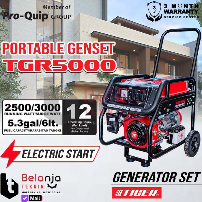 Mesin Generator Tiger TGR5000 Genset Bensin 2500 Watt TGR 5000 Genset Recoil Starter