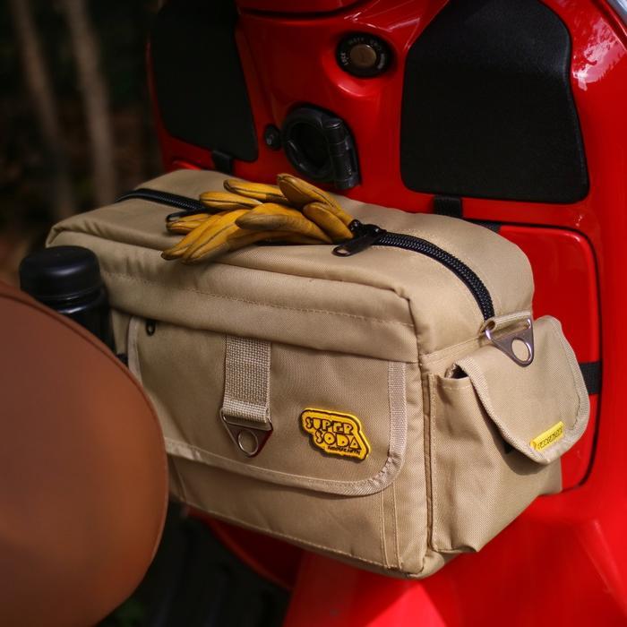 Tas Bagasi Vespa Tas Vespa Motif Warna Coklat Khaki Size Besar Touring