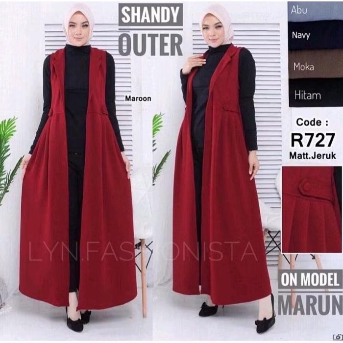 LONG CARDIGAN WANITA FASHION MUSLIMAH TANPA LENGAN/OUTER PANJANG KARDIGAN GAMIS MEWAH/SHANDY