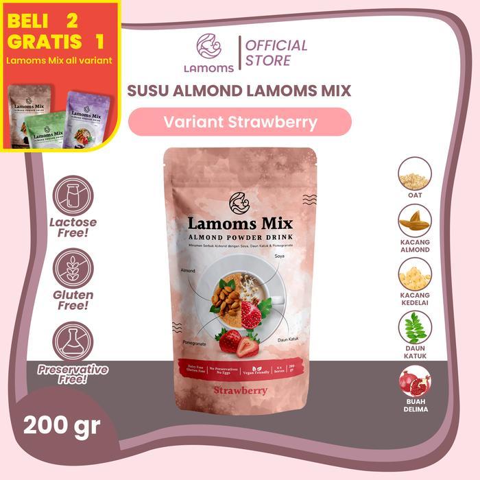 [Beli 2 Gratis 1] Almond Milk Lamoms Mix - Almond+Soya+Daun Katuk+Pomegranate - 200Gr