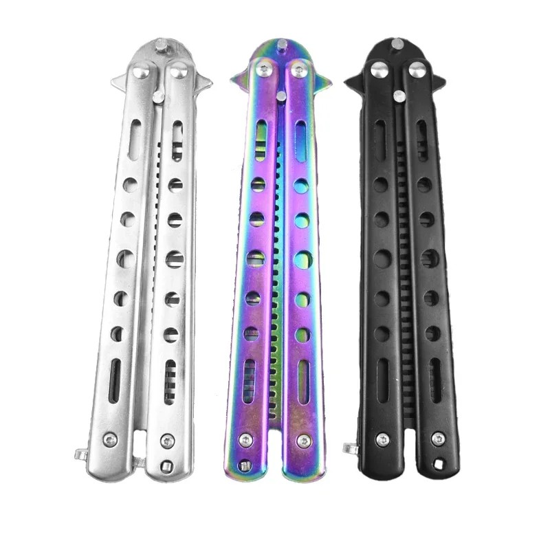 Portable Butterfly Training Knife Foldable Trainer Pocket Flail Knife Uncut Blade Butterfly Comb for