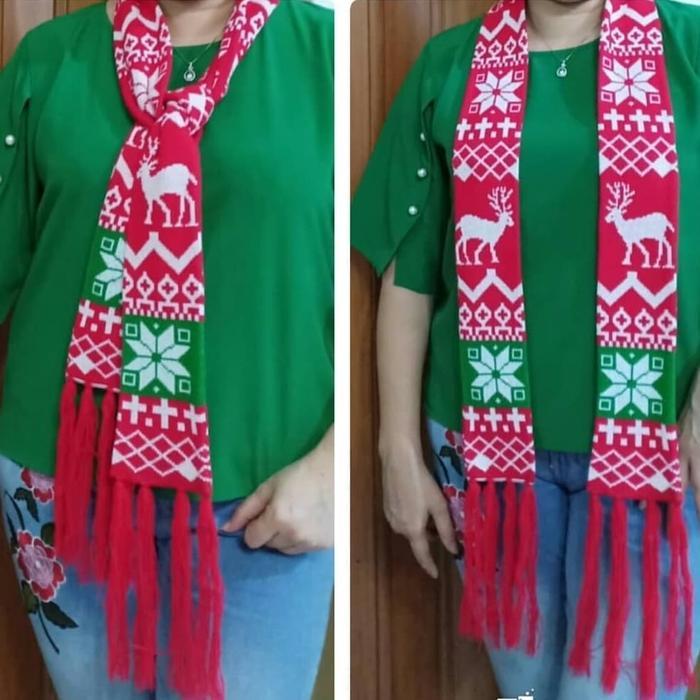 syall rajut natal Rusa Komputer / Syal Rajut Motif Rusa Komputer