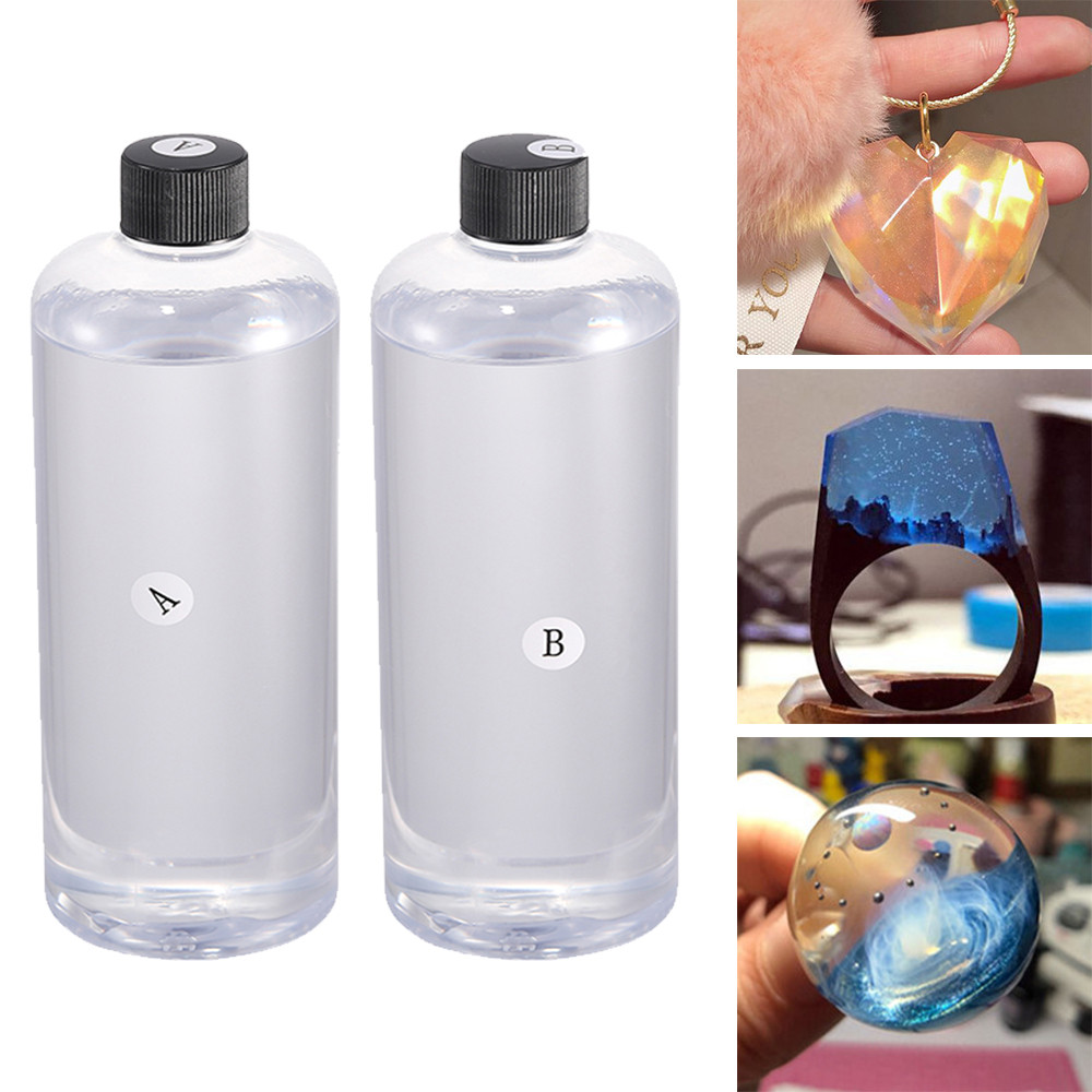 Clear1:1 Epoxy Resin Glue 2 Bottles AB Clear High Adhesives Sealers Hardener Epoxies DIY Epoxy Resin
