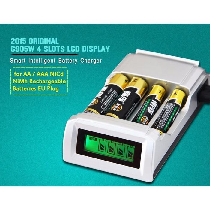 Taffware Fast Charger Casan + 4 Baterai AA AAA Rechargeable Doublepow