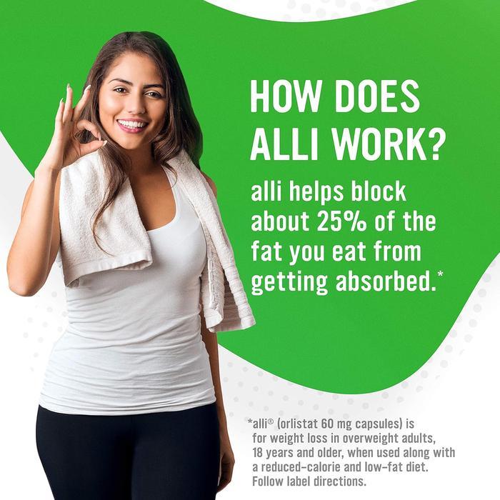 Best Seller Alli Orlistat Diet Weight Loss Supplement Pills 60 mg 60 Capsules Non Prescription