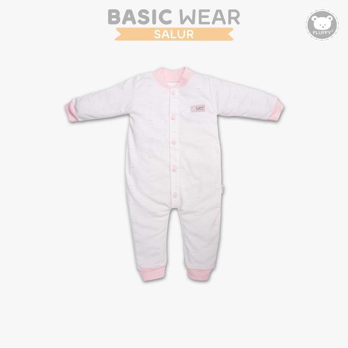 Fluffy Baju Kodok Buka Kaki Bayi Pink (Isi 3Pcs) Kds Pink Sml
