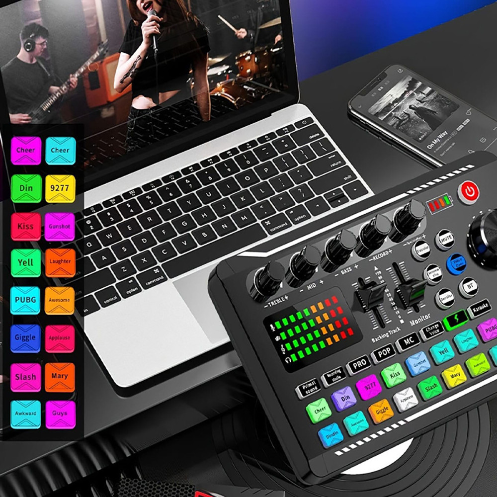 Live Sound Card Professional BM-800 Microphone Wireless Bluetooth Webcast Sound Card for PC Computer
