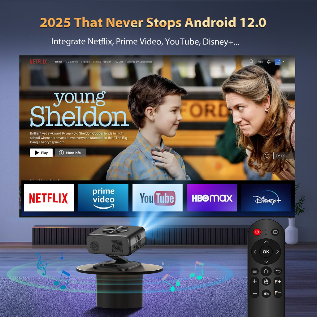 2025 M05 Android 12.0 Projector 4k 64G AutoFocus Projector Wifi6 BT5.3 LED Projector 8K Decode Home