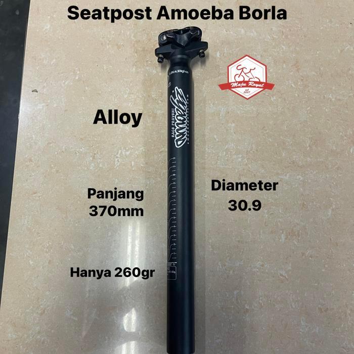 Seatpost Amoeba Borla 30.9 370mm 37cm Alloy Black Hitam Sepeda MTB New