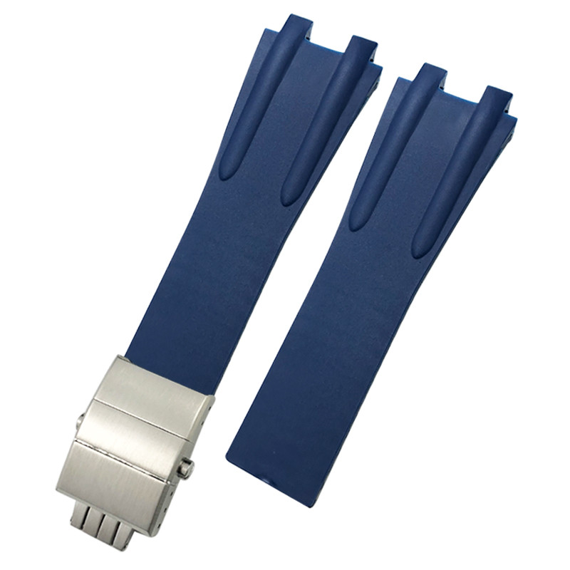 26mm Silicone Rubber Steel Folding Buckle Watch Band Fit for Ulysse Nardin Blue Black Brown Sport