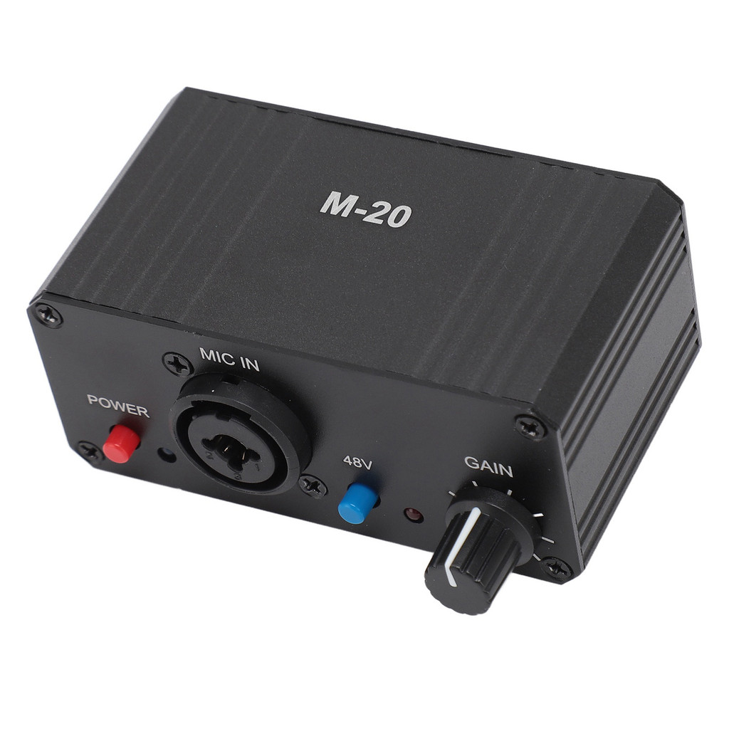 Microphone Preamp High Gain 48V Power XLR Output Mic Preamplifier for Dynamic and Condenser