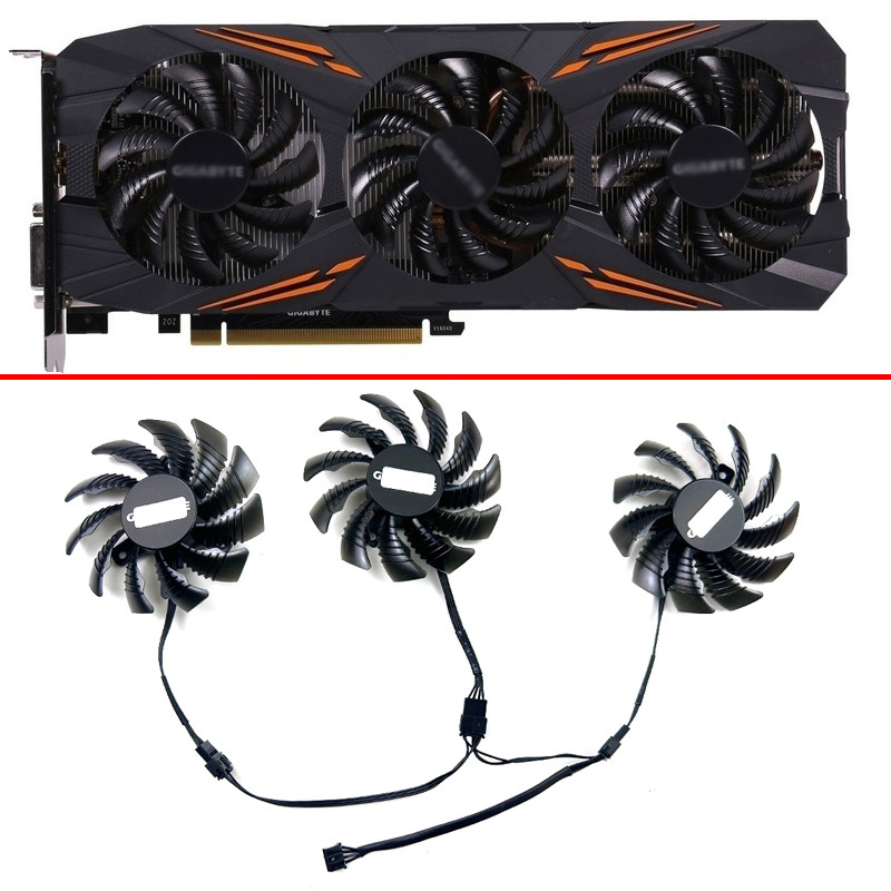NEW Cooling Fan 75mm 4pin T128010SU PLD08010S12HH For GIGABYTE AORUS GTX 1080 1080Ti 1070Ti 1060