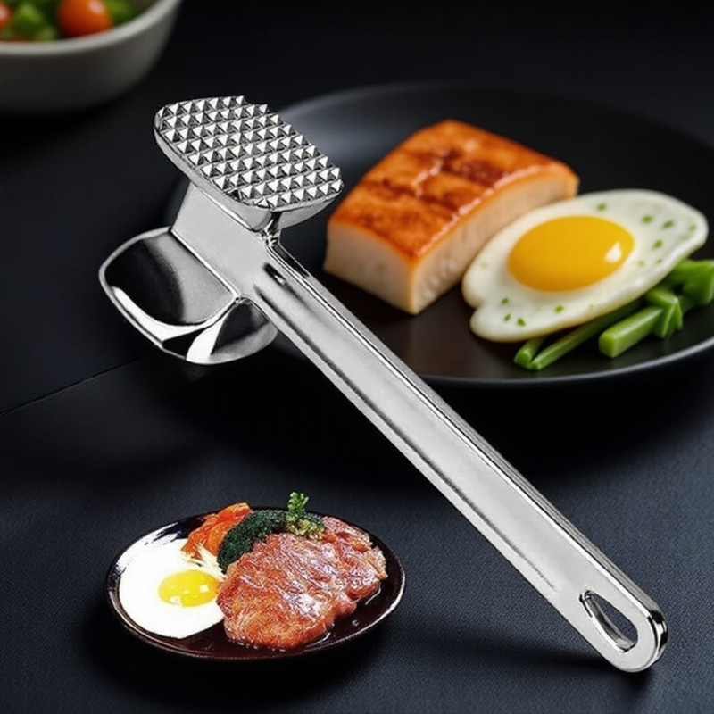 Stainless Steel Meat Tenderizer Hammer Dual Needle Flat Mallet Head Kitchen Tool Steak Beef Chicken 