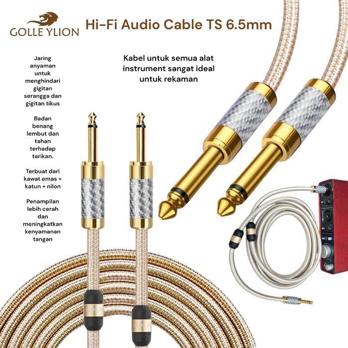 Kabel Gitar, Instrumen & Rekaman Audio Hi-Fi TS 6.5mm - 3m, Ideal untuk Rekaman Semua Alat