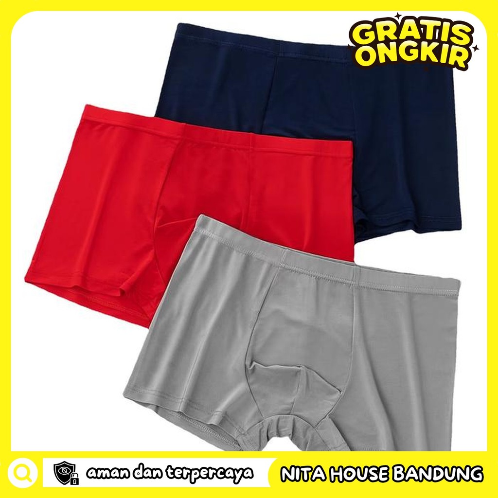 CELANA DALAM PRIA BOXERS TIPS POLOS PAKAIAN DALAM PRIVASI AMAN