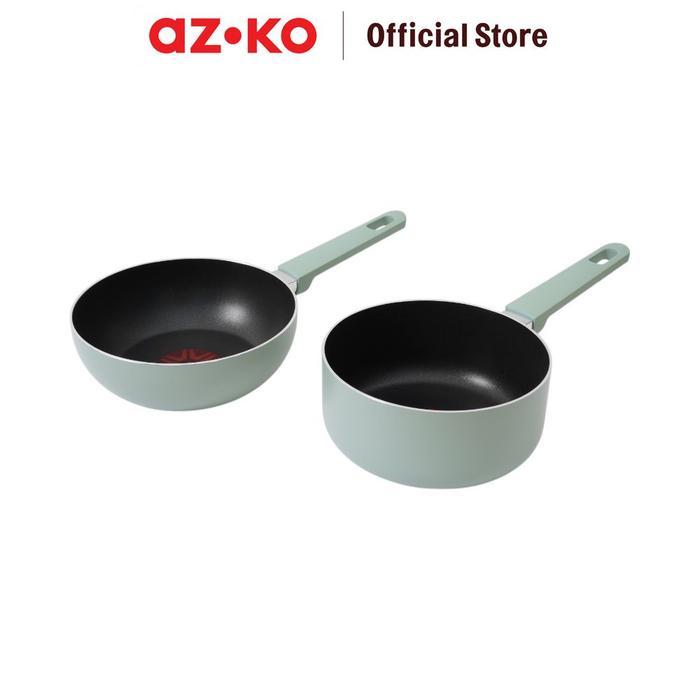 AZKO Culinart Thermospot Set 2 Pcs Wajan Wok & Panci Saucepan - Hijau Cookware Set Set Wajan