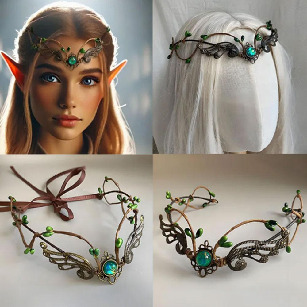 Elven Crown Elf Tiara Vine Headpiece Fairy Witch Diadema Crown Gothic Headband Woodland Dress Bridal