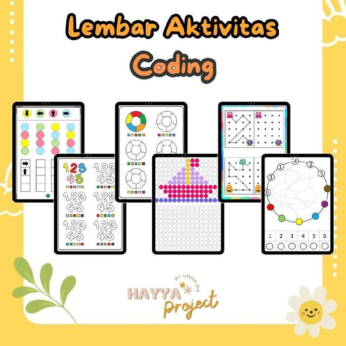 Ecer - LEMBAR AKTIVITAS ANAK CODING HAYYA PROJECT Belajar Toys buku menggambar busy book baby bayi