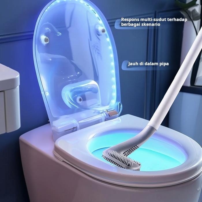 Sikat Toilet Rumah Tangga Tanpa Sudut Mati Pegangan Panjang Untuk Mencuci Toilet Dasar Dinding Celah