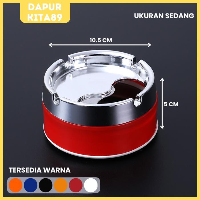 Dk89 Asbak Putar Tutup Portable Rotation Enclosed Stainless Steel Tebal Warna Biru Tahan Air Pvc