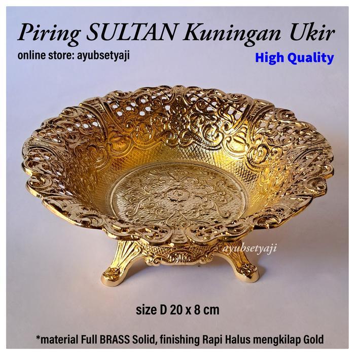 Piring Kuningan Sultan Bulat ukir 02 size 20cm Dekorasi Piring Hias BRASS antik Cawan batik mangkuk