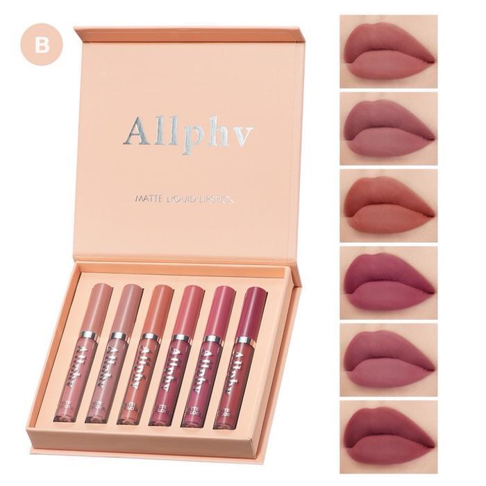 [6 pcs lipstik] ALLPHV paketA&pakeB matte liquid lipstik long lasting waterproof lipgloss lipstik