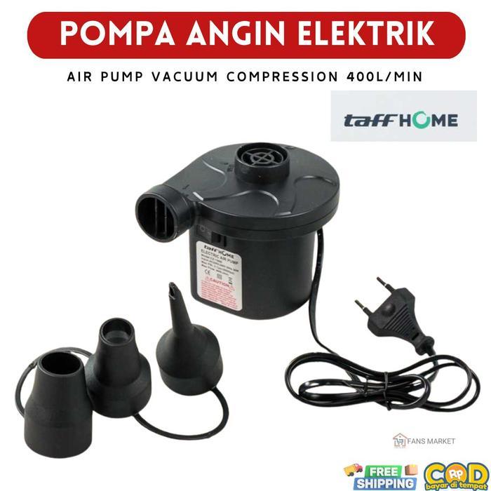 Taffhome Pompa Angin Elektrik 400L/Min Output Udara Besar Untuk Kasur Angin Inflatable Bed & Perahu