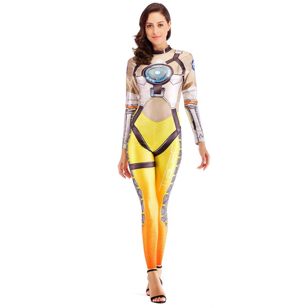 Halloween Costumes 3D Printing Overwatches Lady D Va Tracer Costume For Women Cosplay Ow Dva Tracer