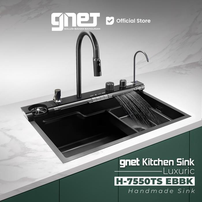 Terbaru Gnet Kitchen Sink Luxuric H-7550Ts Ebbk Bak Cuci Piring Minimalis Wastafel Stainless Premium